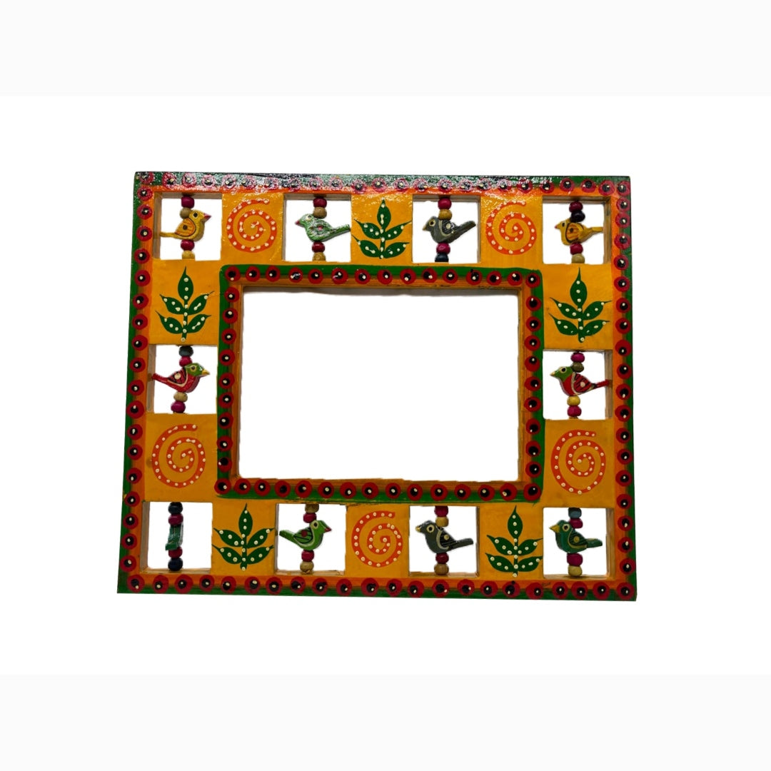 Handcarved Wooden Bird Photo Frame