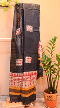 Tussar silk Dupatta with warli print and tassels on side borders