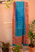 Tussar silk Dupatta geometric print and tassels on side borders
