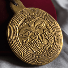 Dokra Necklace with Blue Thread and Round Pendant