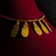 Dokra Necklace with Orange Thread and Petals