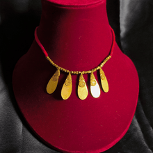 Dokra Necklace with Orange Thread and Petals