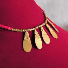 Dokra Necklace with Orange Thread and Petals