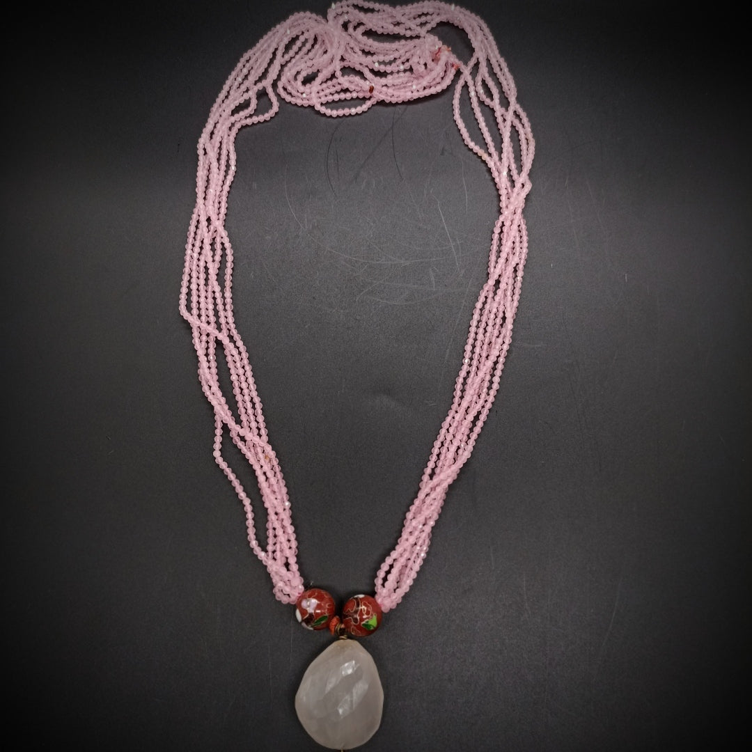 Rose Quartz Necklace and Metal Beads