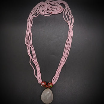 Rose Quartz Necklace and Metal Beads