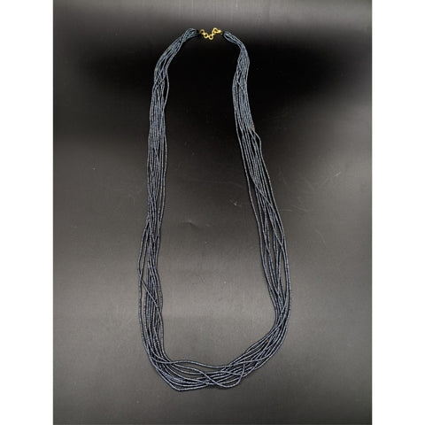 9 layered small grey beads necklace