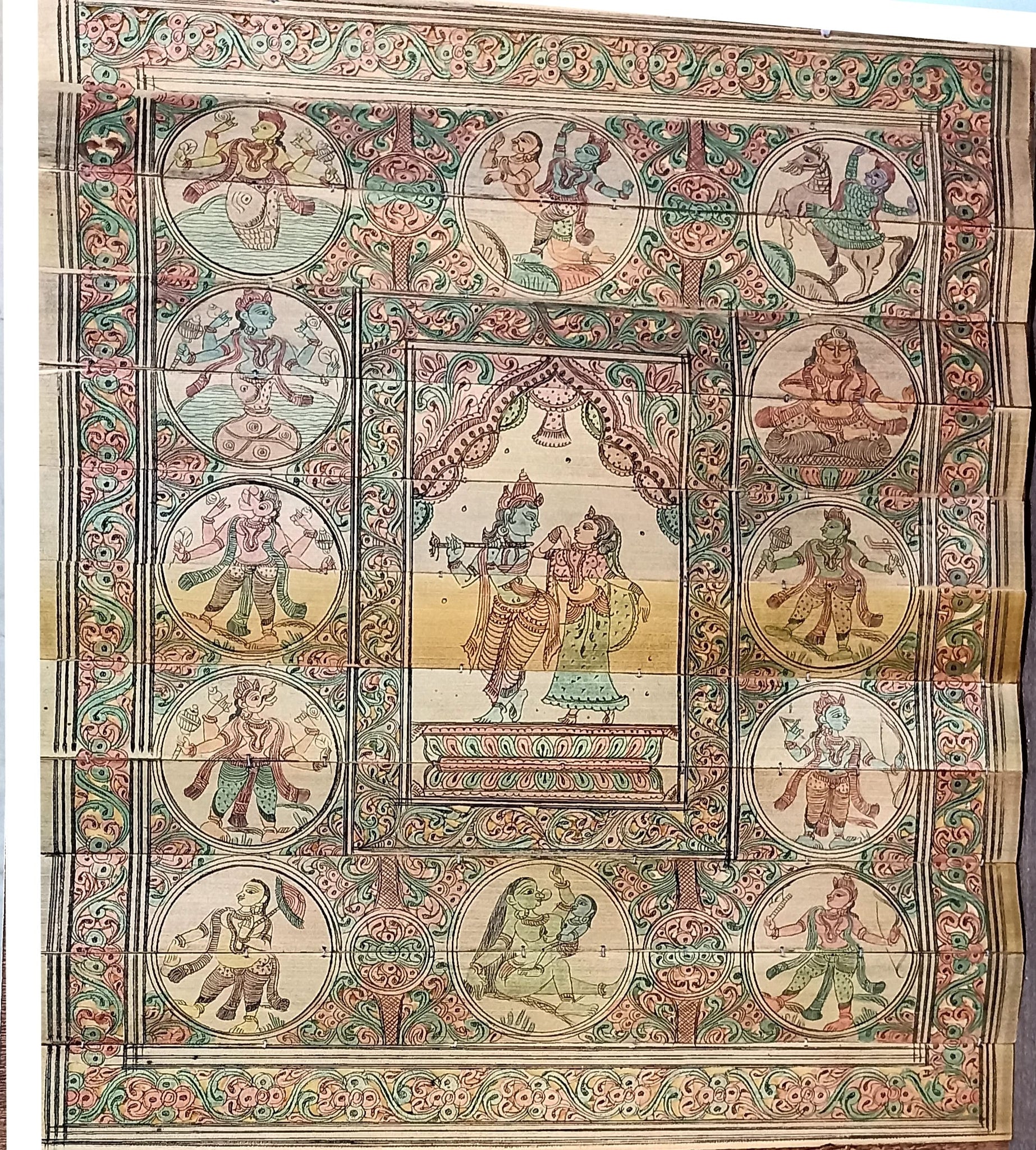 Talpatra painting of Dasha Avtar and Radha Krishna