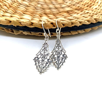 Silver Tribal Diamond Shaped Danglers