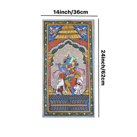 Tussar Pattachitra painting of Radha Krishna