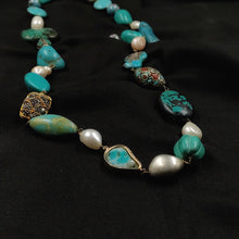Turquoise necklace with shell pearls