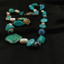 Turquoise necklace with shell pearls