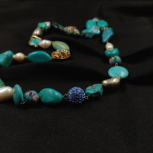 Turquoise necklace with shell pearls