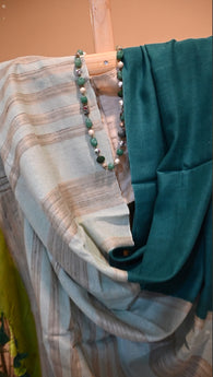Aadhila, turquoise blue matka silk saree