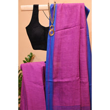 Abhiroopa, purple and blue linen saree