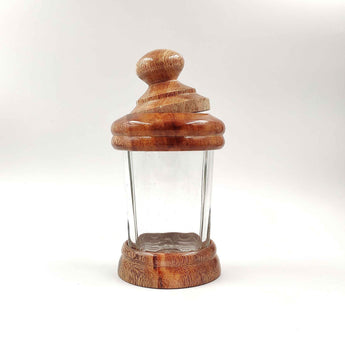 Wooden Table Glass jars - Set of 2