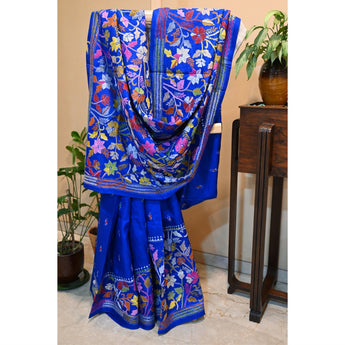 Karishma, a hand-embroidered silk kantha saree