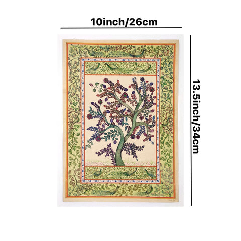 Rice paper miniature paintings of Tree and Peacock