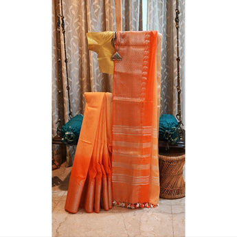 Saanvi, a shaded linen saree with broad zari border