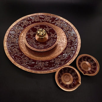 Copper Enamel Pooja Thali Combo