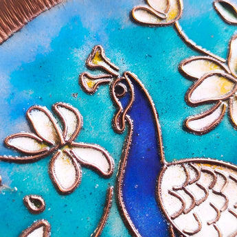 Copper enamel Mayur Wall Plate