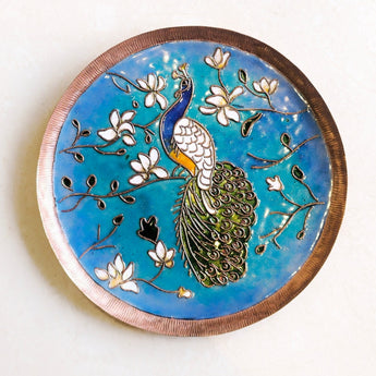 Copper enamel Mayur Wall Plate