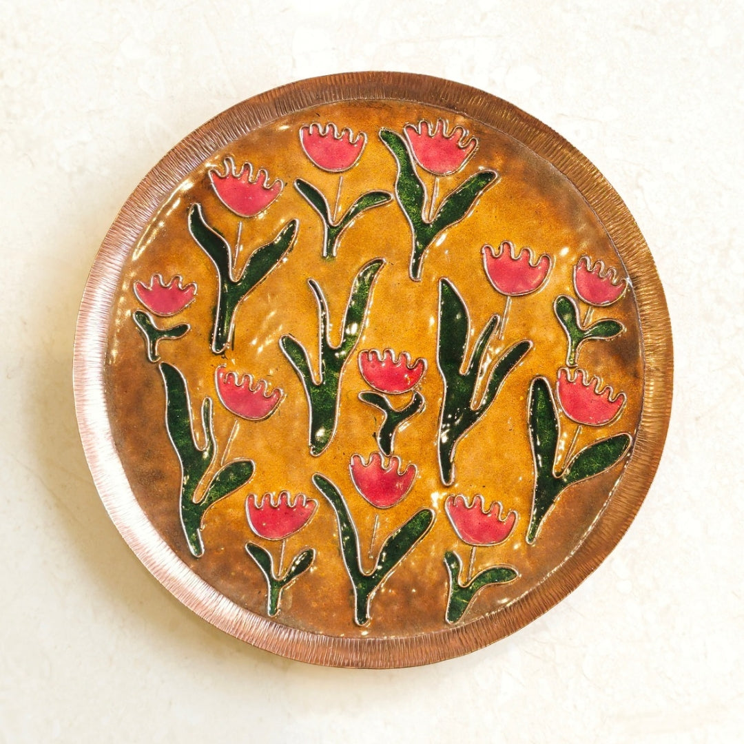 Copper Enamel Wall Plate - Land of Tulips