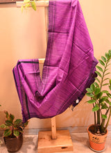 Dark pink Tussar Ghicha silk Dupatta with a black border