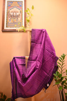 Dark pink Tussar Ghicha silk Dupatta with a black border