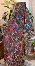 Hand -painted Kalamkari Dupatta with dancing dolls