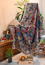 Hand -painted Kalamkari Dupatta with dancing dolls