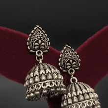 Banjara Jhumkas with Leaf Studs and Silver Beads