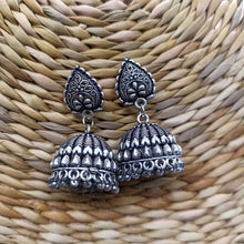 Banjara Jhumkas with Leaf Studs and Silver Beads