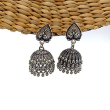 Banjara Jhumkas with Leaf Studs and Silver Beads