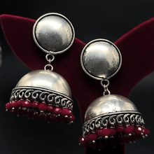 Banjara Jhumkas with Red Beads