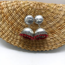 Banjara Jhumkas with Red Beads