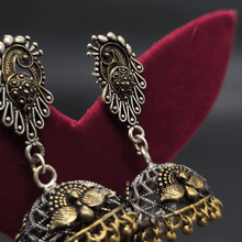 Banjara Jhumkas with Silver and Gold Peacock Design