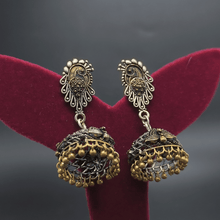 Banjara Jhumkas with Silver and Gold Peacock Design