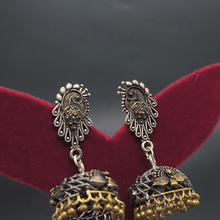 Banjara Jhumkas with Silver and Gold Peacock Design