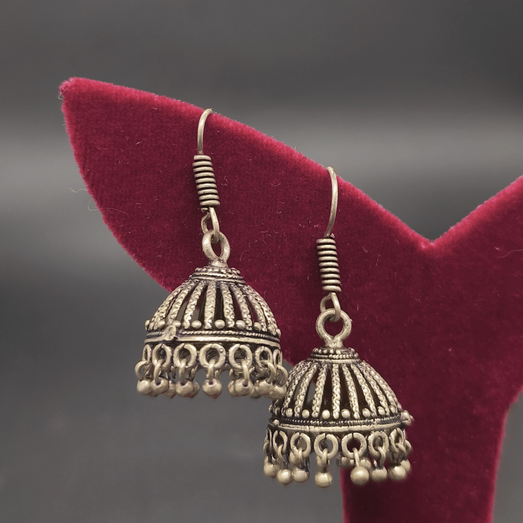 Banjara Jhumkas with Silver Beads