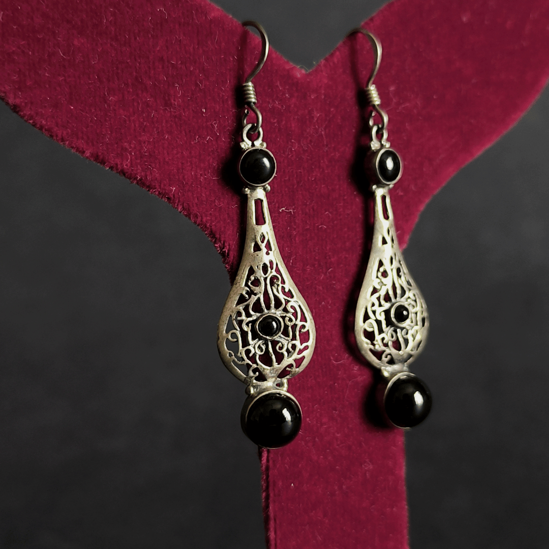 Banjara Danglers with black beads