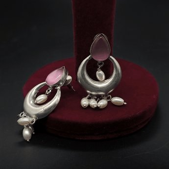 Banjara Chandbalis with Pink Stone Stud