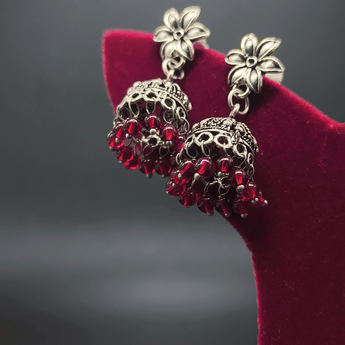 Banjara Jhumki with Studs and Red Beads