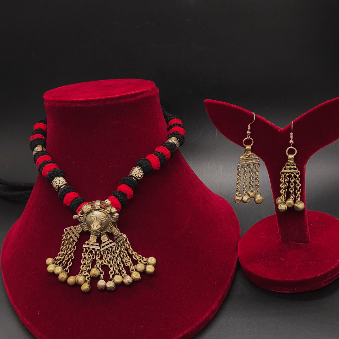 Banjara Necklace with Kutchi Pendant and Earrings