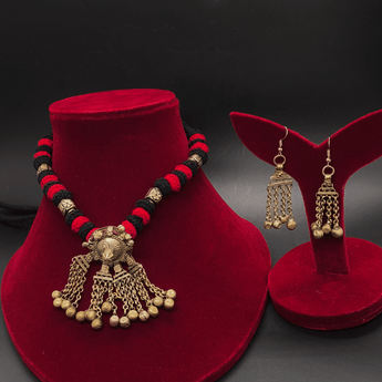 Banjara Necklace with Kutchi Pendant and Earrings