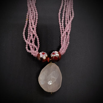 Rose Quartz Necklace and Metal Beads