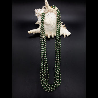 Five Layered Green Quartz And Metal Beads Necklace