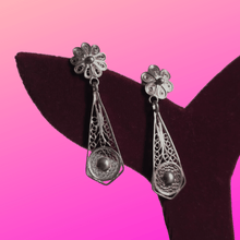 Silver Filigree floral danglers