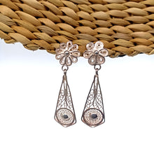 Silver Filigree floral danglers