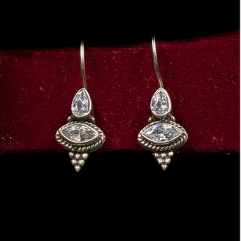 Silver Tribal Zircon Drop Danglers