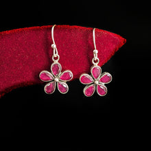 Silver Tribal Pink Floral Danglers